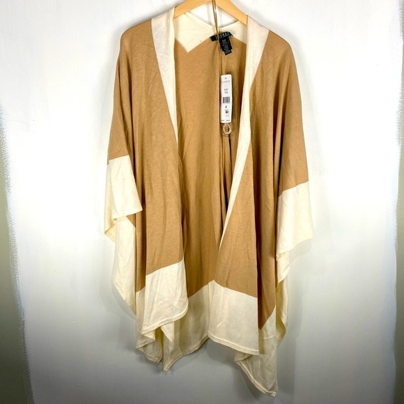 Lauren Ralph Lauren Wool Blend Open Front Poncho Wrap Shawl Cover Up S/M (NWT) - Picture 1 of 8